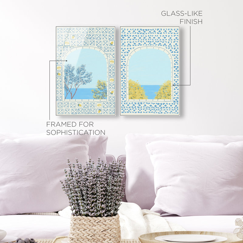 Mediterranean window set High-Gloss Frameless Acrylic Glass Wall Art Nautical & Beach Print by Oliver Gal, Ready to Hang, 10 x 15