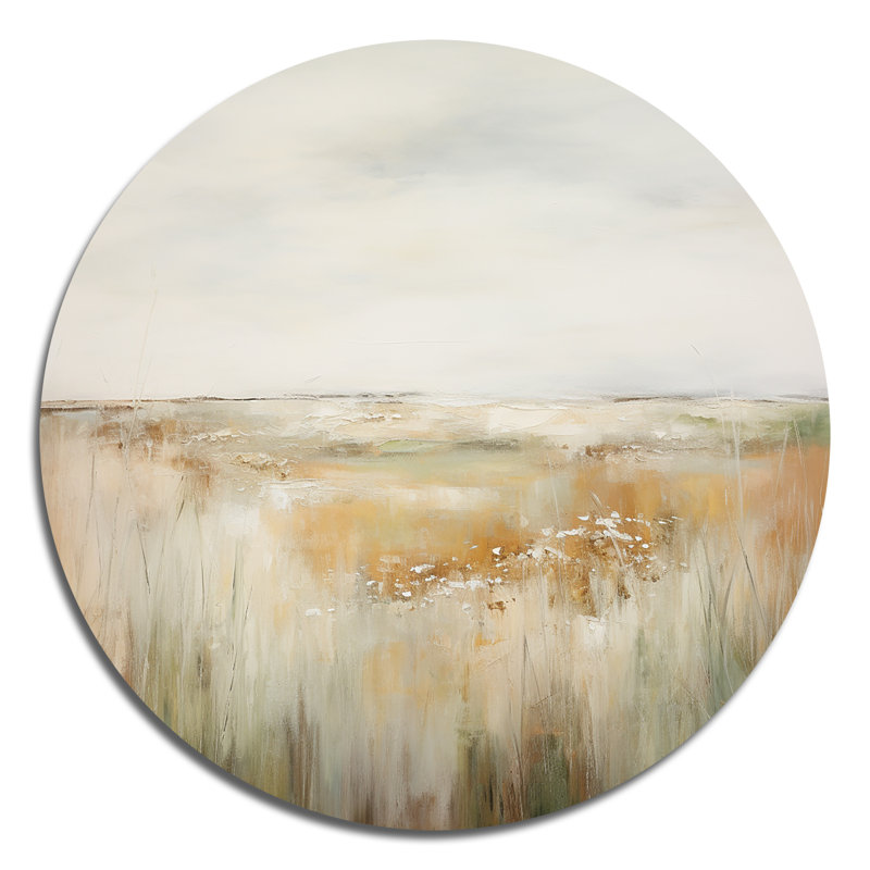 Meadow Grasslands Minimalisme II - paysages d'art rond en métal, H 23 po x l 23 po