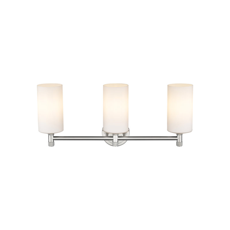 Éclairage pour meuble-lavabo mural 3 lumières Crown Point, Nickel satiné, Blanc mat