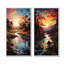 «Rivers Sunrise Enchantment - Lake River», ensemble de 2 impressions sur toile-102576578-102576581