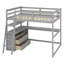 Lit mezzanine double en bois avec bureau et tablettes, lit mezzanine multifonctionnel avec tiroirs intégrés et escalier de rangement-1713918035