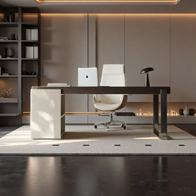 Premium Smoked Wood Veneer Desktop Desk