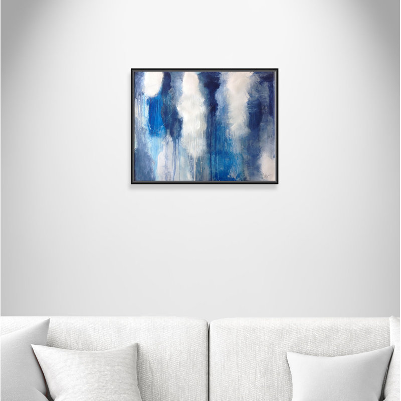 «In The Clouds», peinture sur toile à cadre flottant, H 22 po x l 28 po x P 2 po, Cadre blanc