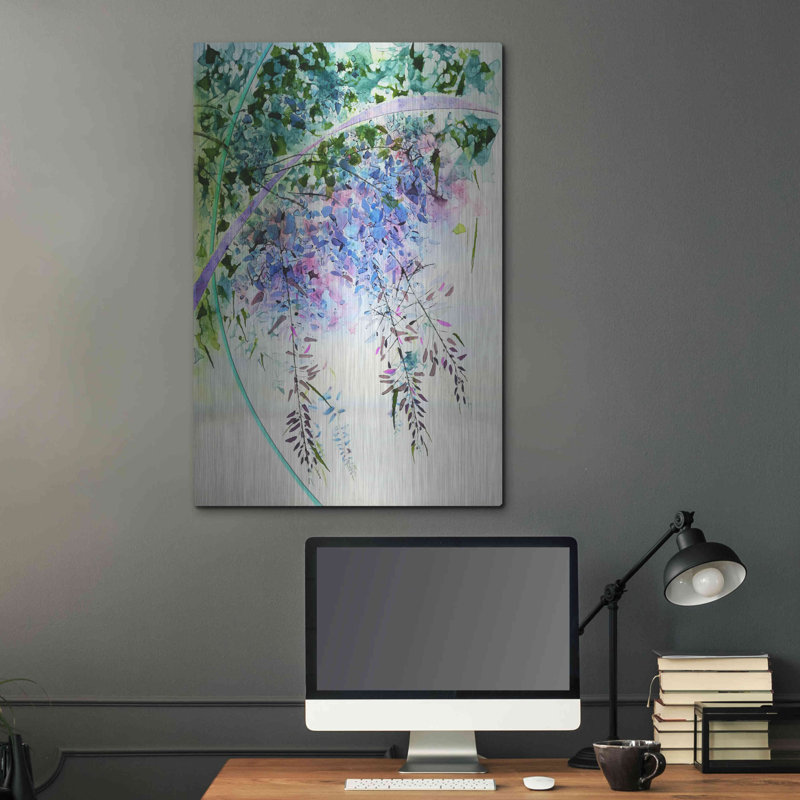 Art de luxe en métal «Wisteria» par Rita Shimelfarb, Meta «Wisteria» par Rita Shimelfarb, H 36 po x l 24 po
