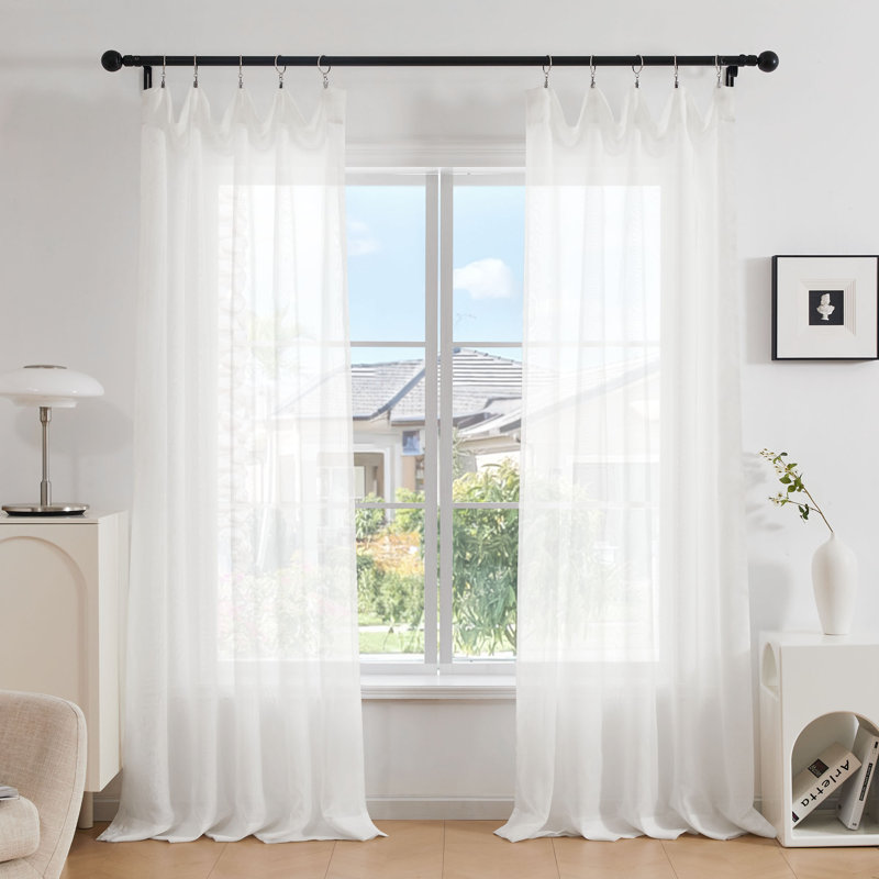 Deedre Sheer Curtain Single Panel, Beige, 52" W x 108" L