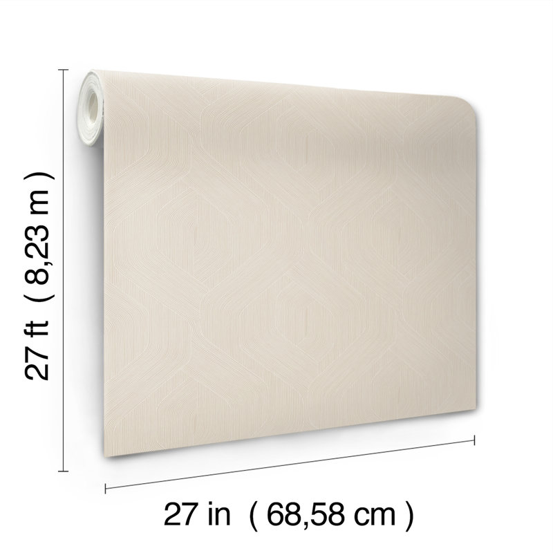 Papier peint géométrique Fine Line, Beige