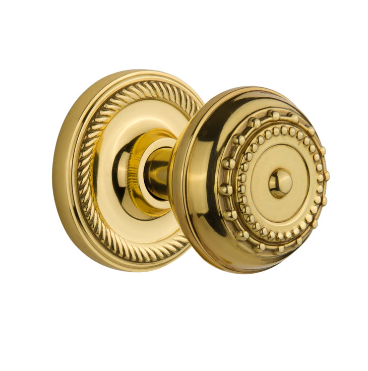 Rope Rosette with Meadows Door Knob, Unlacquered Brass, 2-3/4”