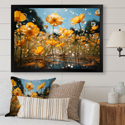 Peach Buttercups Field Vibrant II - Floral Canvas Wall Art