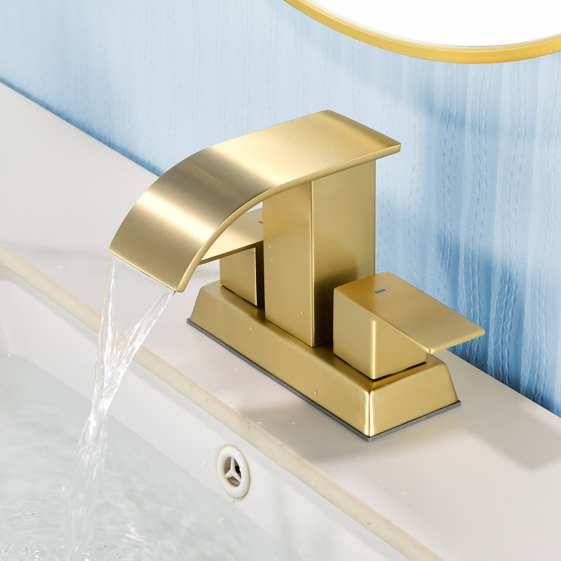 Waterfall Bathroom Sink Faucet 4 Inch Faucet 2 Handle Lead-free Centerset Bathroom Faucet With Water Supply Lines Pop Up Drain 2 Or 3 Holes Bathroom Basin Lavatory Mixer Taps