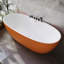 Modern Minimalist Acrylic Freestanding Soaking Bathtub with White Inside and Orange Outside for Bathroom-138122025