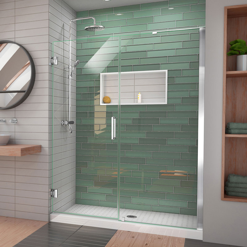 DreamLine Unidoor-LS 53 - 54 inch W x 72 inch H Frameless Hinged Shower Door in Chrome, Chrome, 54"