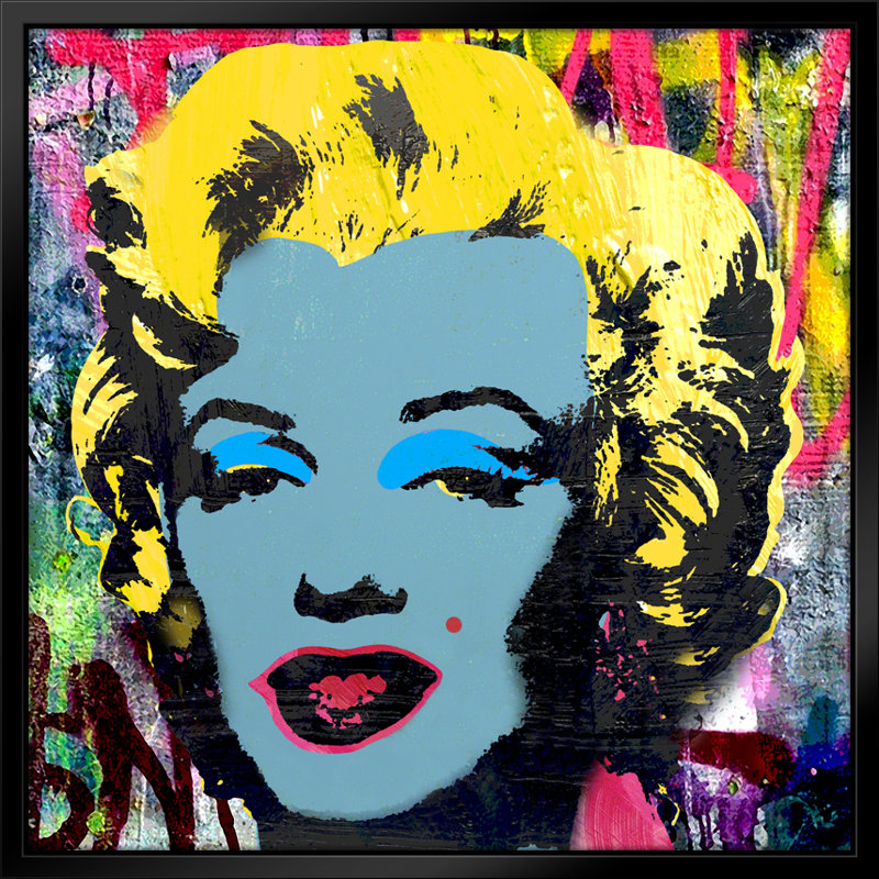 Marilyn Graffiti Pop Art, estampe numérique sur toile avec cadre flottant vertical, H 18 po x l 18 po