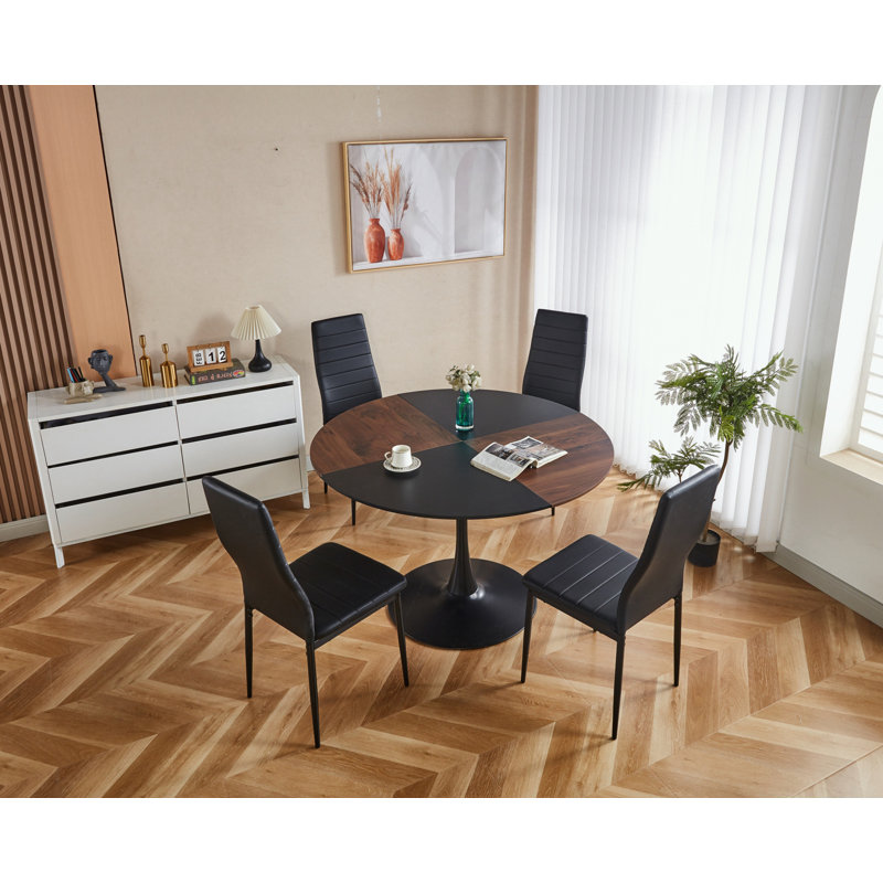 Ensemble de salle à manger 5 pièces avec pied de table en métal et plateau en MDF