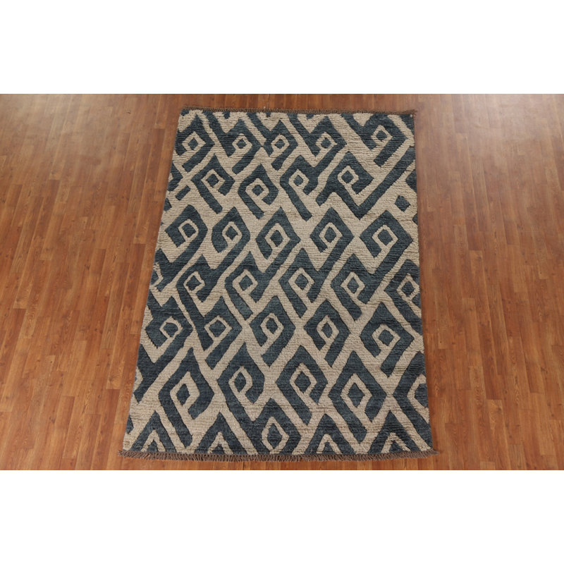 Tapis oriental bleu marine marocain 6 x 8