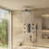 3-Function LED Light Thermostatic Rainfall Shower System with 6 Body Jets and Rough-in Valve