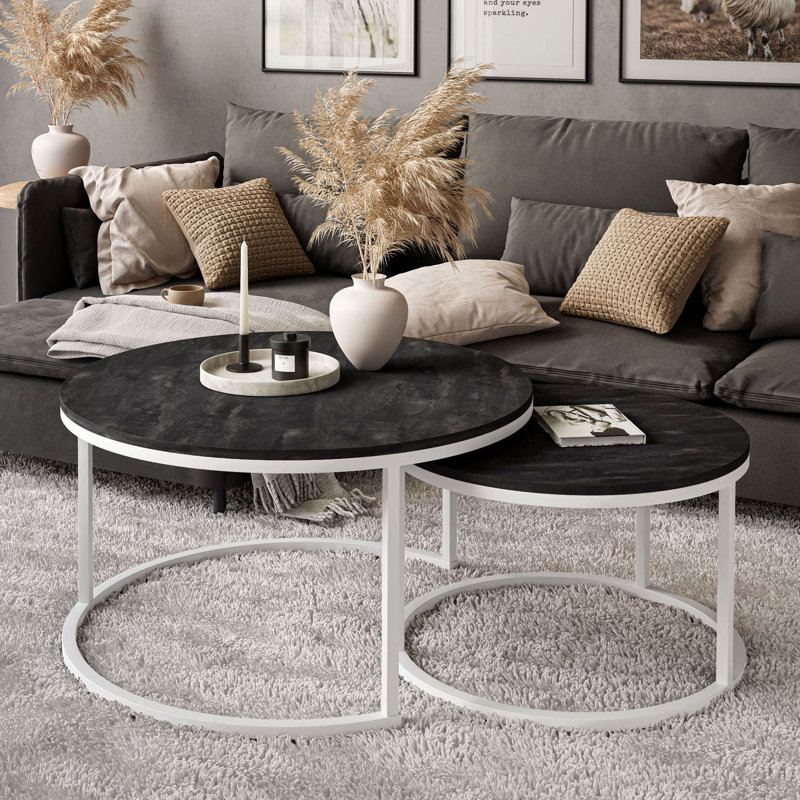 Harsho Frame Coffee Table, White, 49cm H x 70cm L x 70cm W