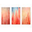 «Salmon Spires High Rise Cityscape - Skyscrapers», ensemble de 3 reproductions d'art en métal-539863632
