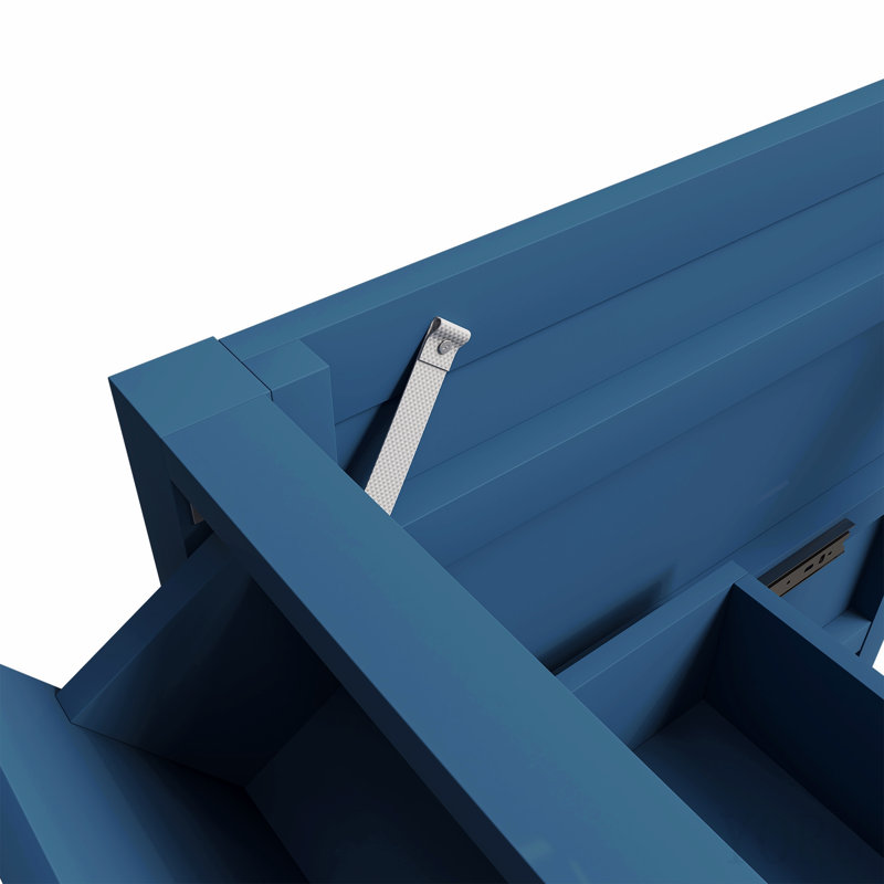 Base de meuble-lavabo 60 po avec 2 portes doubles à fermeture douce, 1 grand tiroir, 6 petits tiroirs et 2 petits compartiments de rangement rabattables (bleu)
