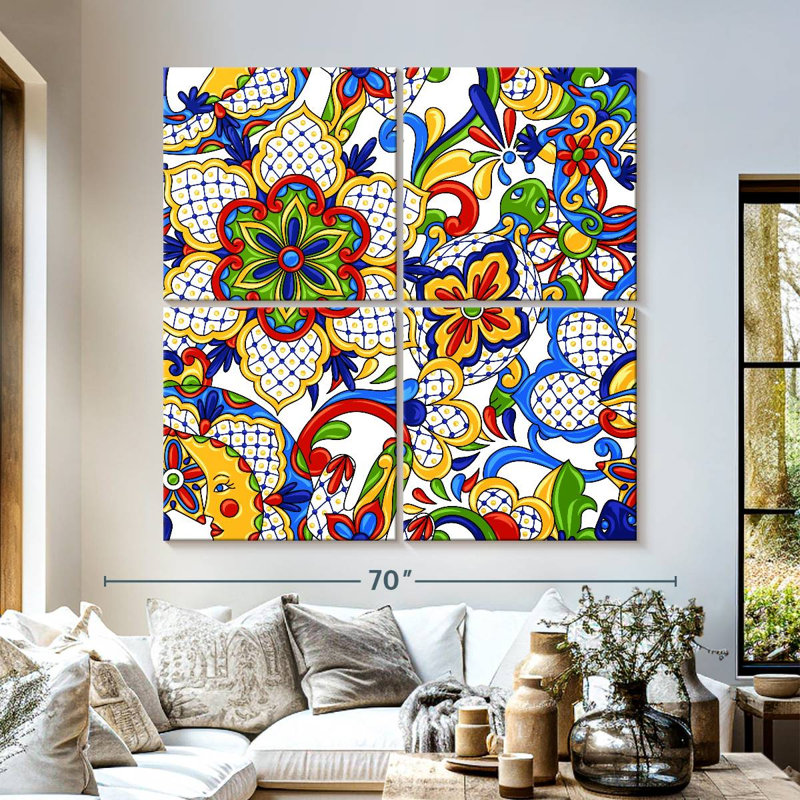 Kerner Bold Talavera Flowers, 57" H x 57" W