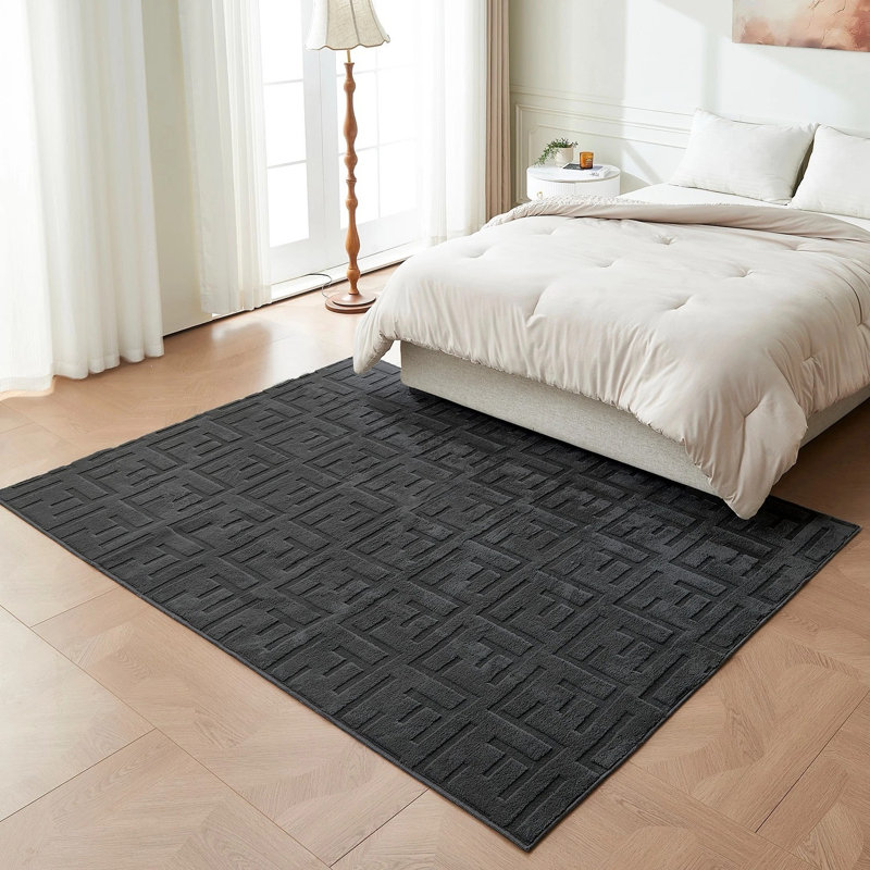 Rectangle Geometric Area Rug, Charcoal, Rectangle 160 cm x 230 cm
