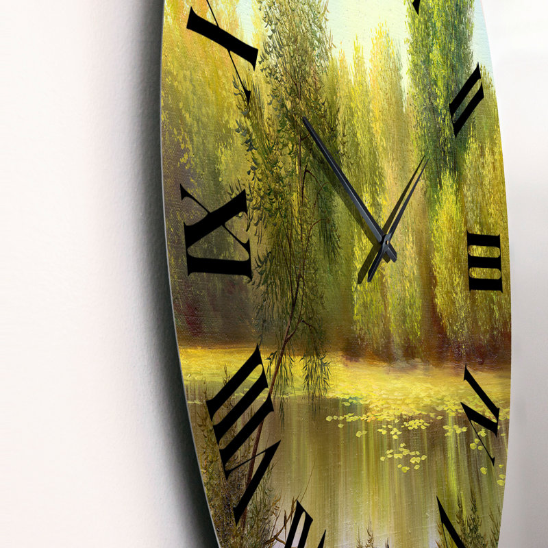 Beautiful Summer River Green Landscape II - Horloge murale, Moyen