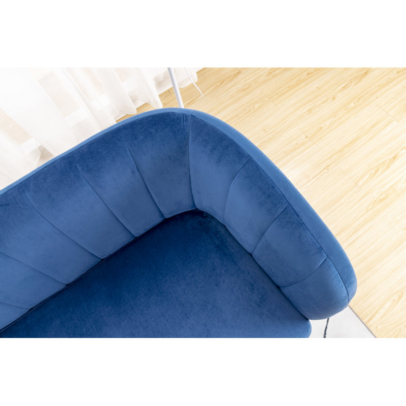 Bullock 2 Seater Velvet Loveseat, Blue
