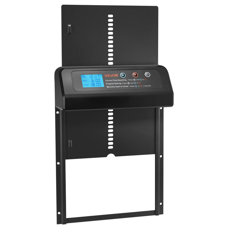 Porte de poulailler automatique, porte de poulet à courant continu et à batterie avec écran LCD, capteur de lumière, minuterie et réglage manuel, sécurité anti-pincement, alliage d'aluminium durable, ouvre-porte Chick Run pour ferme