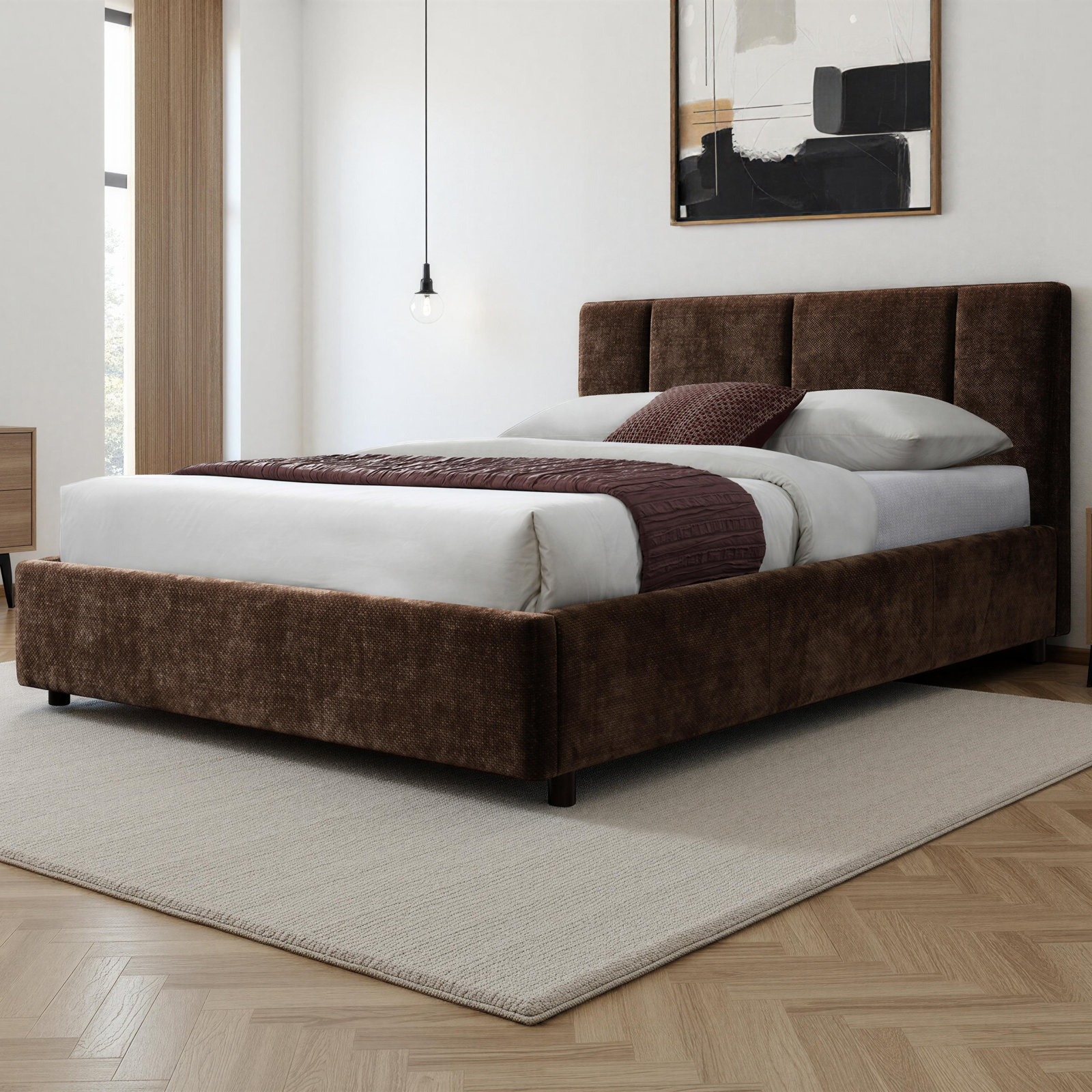 Ruthie Upholstered Bed, Queen, Brown