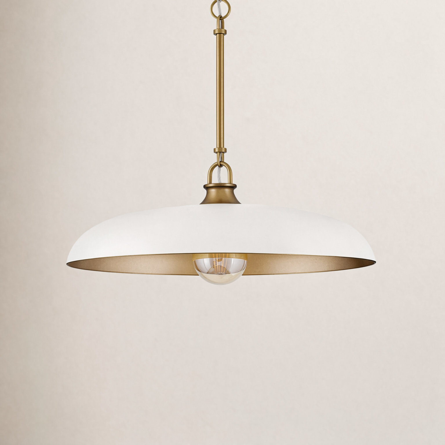 Sadie Dimmable Single Light Pendant, 6.25" H x 18" W x 18" D, Chalk White