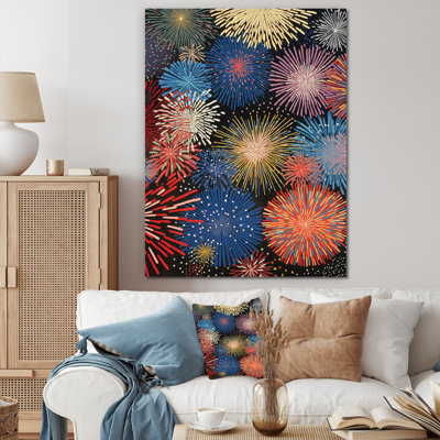 Spectacle de feux d'artifice colorés - reproduction sur toile