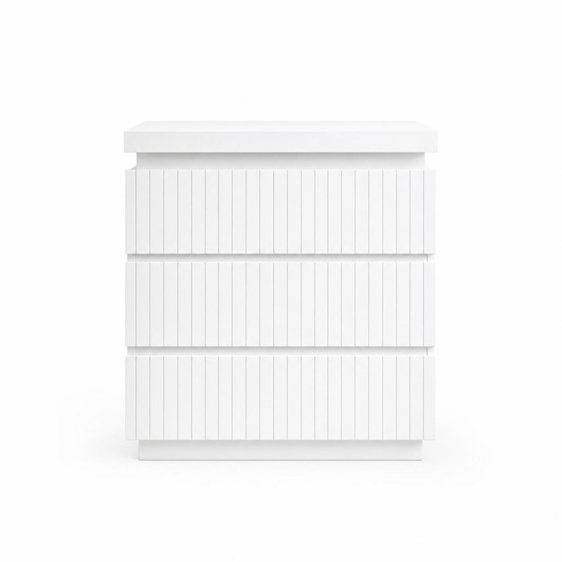 Commode cannelée à 3 tiroirs pour chambre à coucher, commode en bois moderne avec plateau flottant, armoire de rangement sans poignée pour entrée, petits espaces et salon