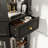 LED Corner Glass Display Cabinet With Remote, Black Finish, Gold Handles