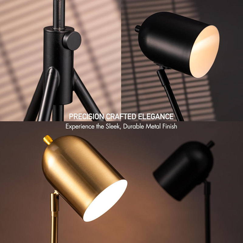 Adjustable Tripod Led Floor Lamp With Dimmable Light, Swivel Head, And Telescoping Base For Reading And Task Lighting