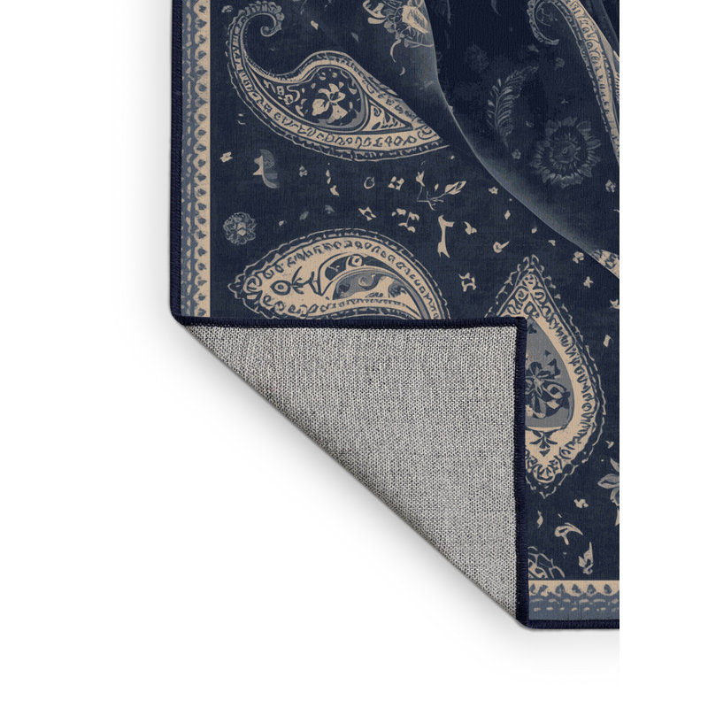 Tapis motif cachemire gris lavable à la machine Brooksville, 7 x 9