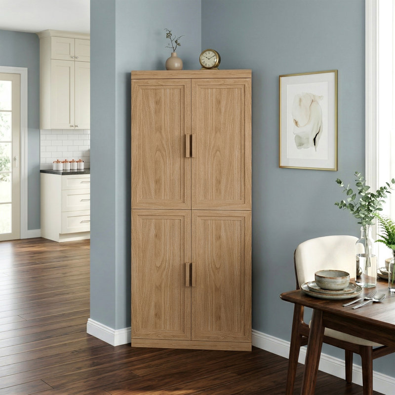 Armoire de rangement de coin de 31 po de largeur avec placage en bois massif (ensemble de 2), H 36 po x l 31 po x P 16 po, 2