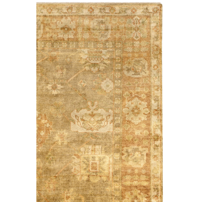 Oushak Oriental Hand Knotted Wool Olive/Rust Area Rug, Rectangle 10' x 14'