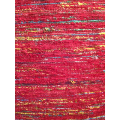 Canvello Red Sari-Silk Modern Flat Weave Rug (5 Sizes Available)