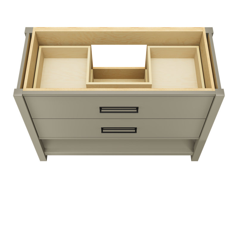 Kiawah Two-Drawer Single Bath Vanity, French Olive, 48", Matte Black
