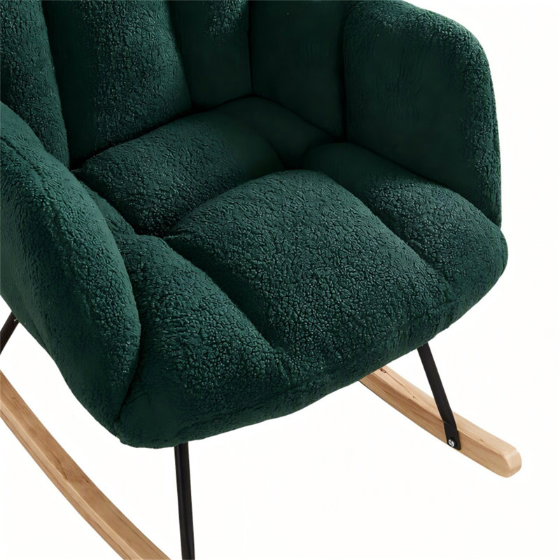 Fauteuil berçant et oscillant rembourré avec tissu, Vert, Vert