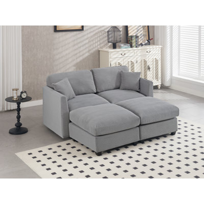 Virgus Upholstered Sectional Corduroy Sofa With Ottomans by Latitude Run