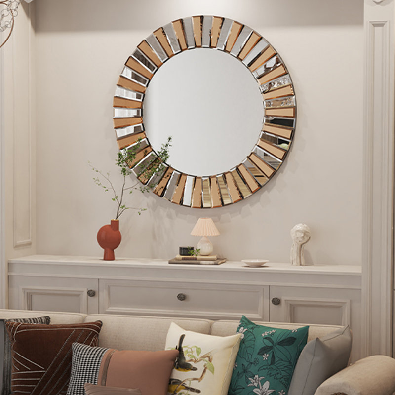 Montz Wood Round Wall Mirror, 60cm H x 60cm W