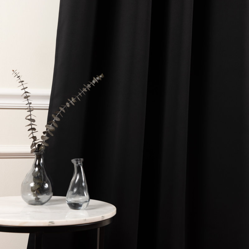 Lympsham Blackout Curtain Panel Pair, Black, 52" W x 84" L