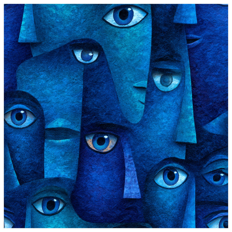 Jeté en molleton Abstract faces - Jetés d'art pour canapés ou lits, 60in W x 80in H