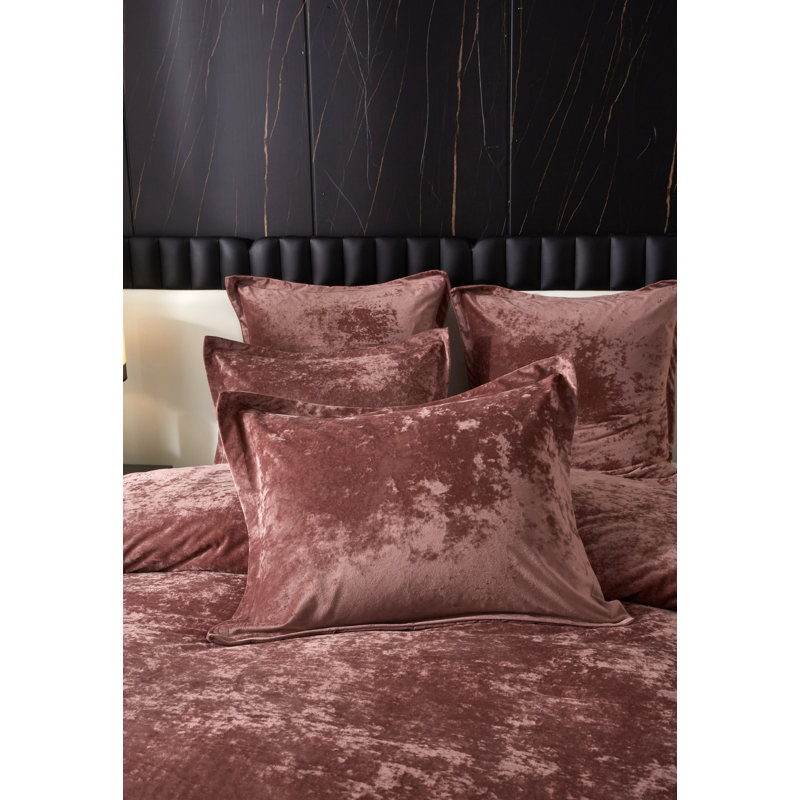 Ensemble d'édredon 100% velours rose Zera, Rose, Édredon de très grand lit + 4 pièces additionne