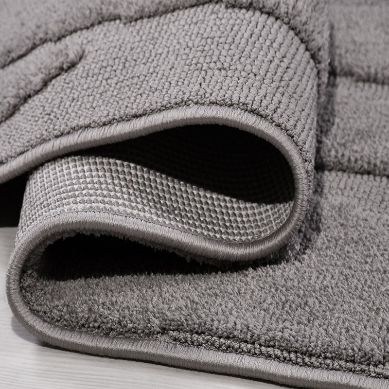 Tapis gris moderne lavable à la machine, Rectangle de 2 pi 7 po x 5 pi