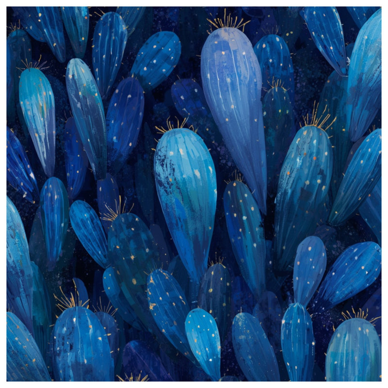 Blue Succulent Cacti Blankets, 50in W x 60in H