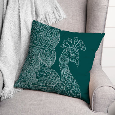 Line Pattern Peacock 2 Throw Pillow