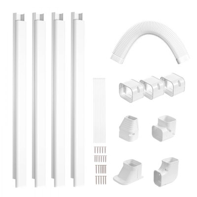 Mini Split Line Set Cover 3-inch W 15.8Ft L, PVC Decorative Pipe Line Cover For Air Conditioner with 4 Straight Ducts & Full Components Easy to Instal by Symple Stuff
