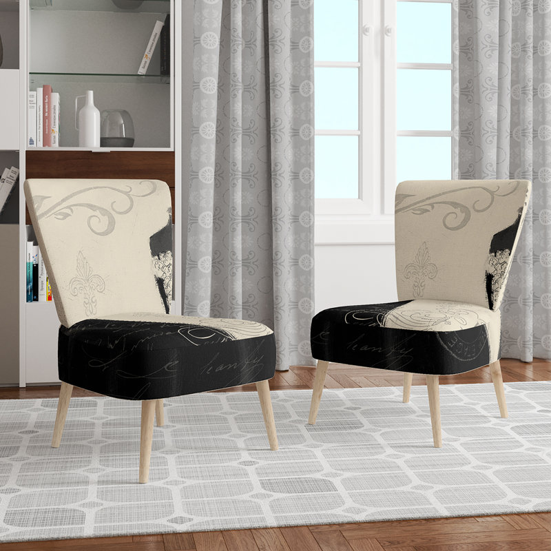 Upholstered Floral Side Chair - Modern floral Accent Chair, Abstract Beige Polyester Blend 3