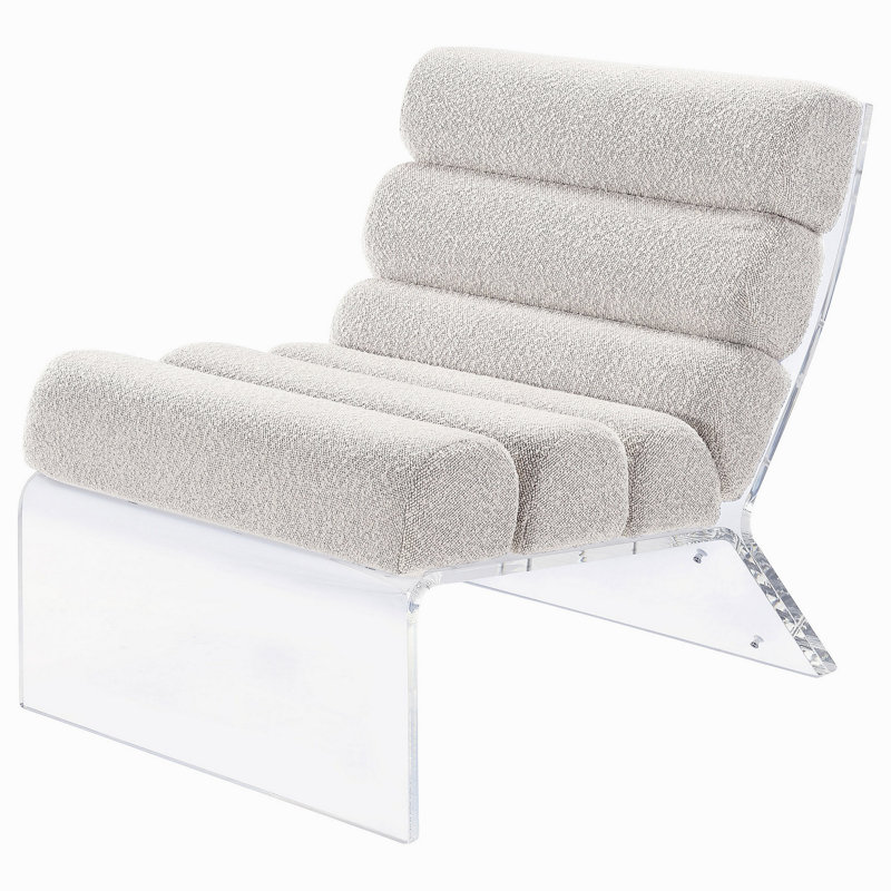 Chaise rembourrée en acrylique Freeman Ivory Boucle, Ivoire ivoire